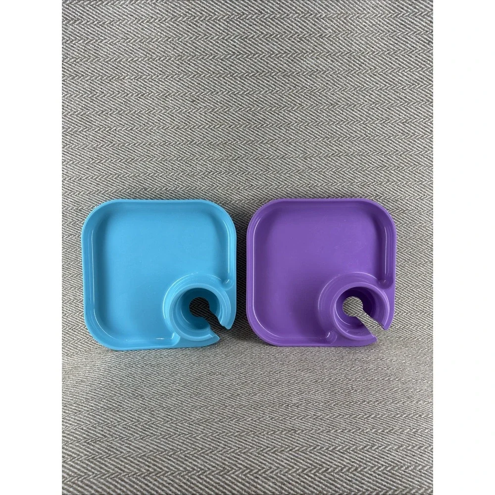 Great Plate Rainbow Square Plates and Cups 6 pair pack